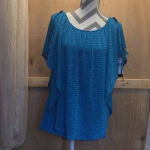 BOGO AGB cold shoulder poncho & tank blue